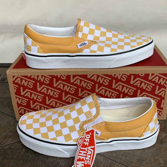 VANS CLASSIC SLIP ON CHECKERBOARD OCHRE/Trwht WMNS - Picture 4 of 12